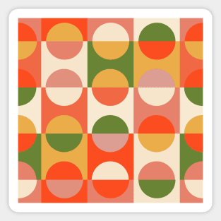 Orange, mustard and olive green mid century mod graphic pattern Sticker